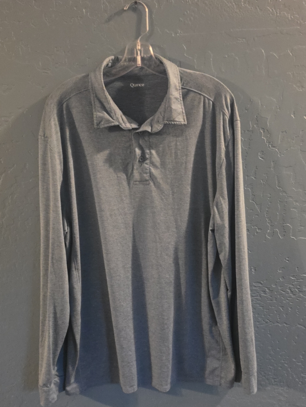 Quince Men's Long-Sleeve Polo in Light Blue